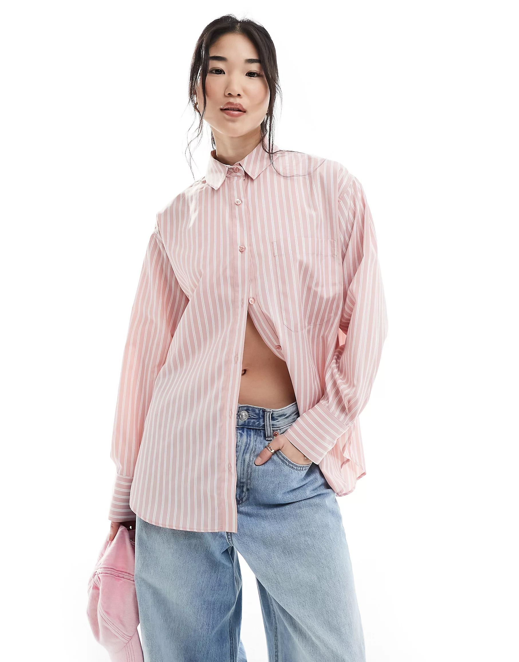 ASOS DESIGN oxford shirt in pink stripe | ASOS (Global)