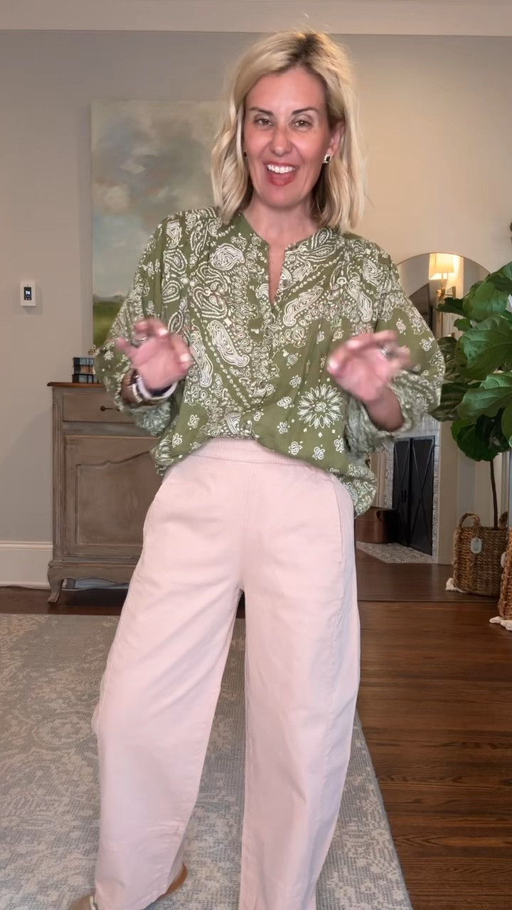 Big fan of the Izzie pants for a long time! This blush color with this green top…such a yes! 
Top - xs
Pants - xs
Boots -8 tts 

*code Catherine20 at Allie + Bess

#LTKSeasonal #LTKOver40 #LTKmomlife