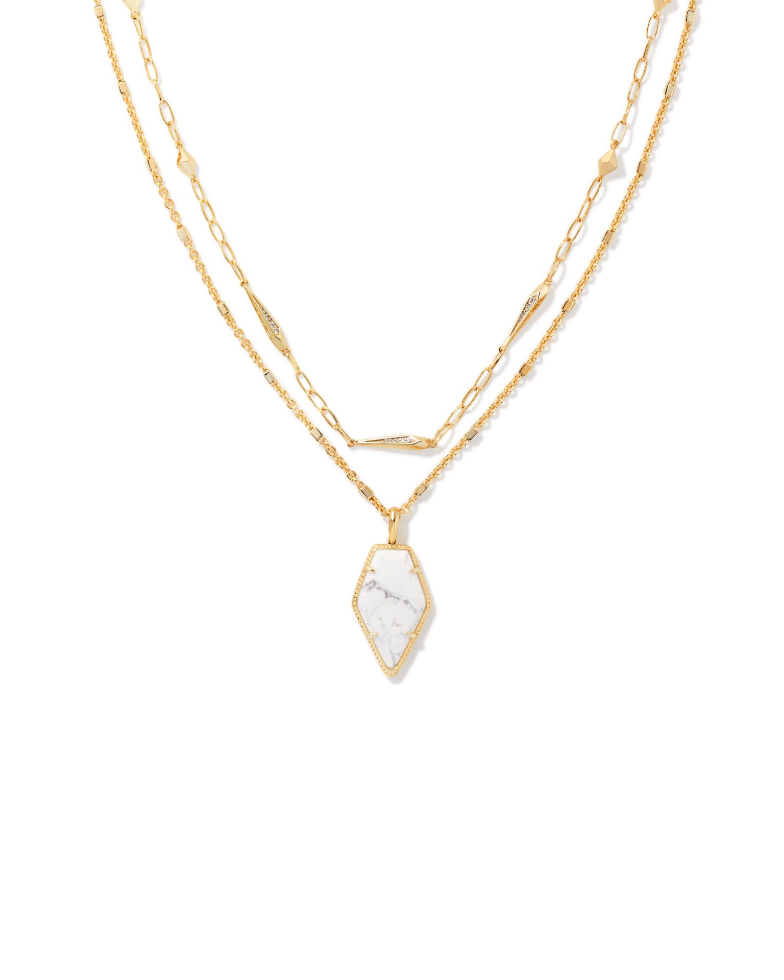 Framed Tessa Convertible Gold Multi Strand Necklace in White Howlite | Kendra Scott