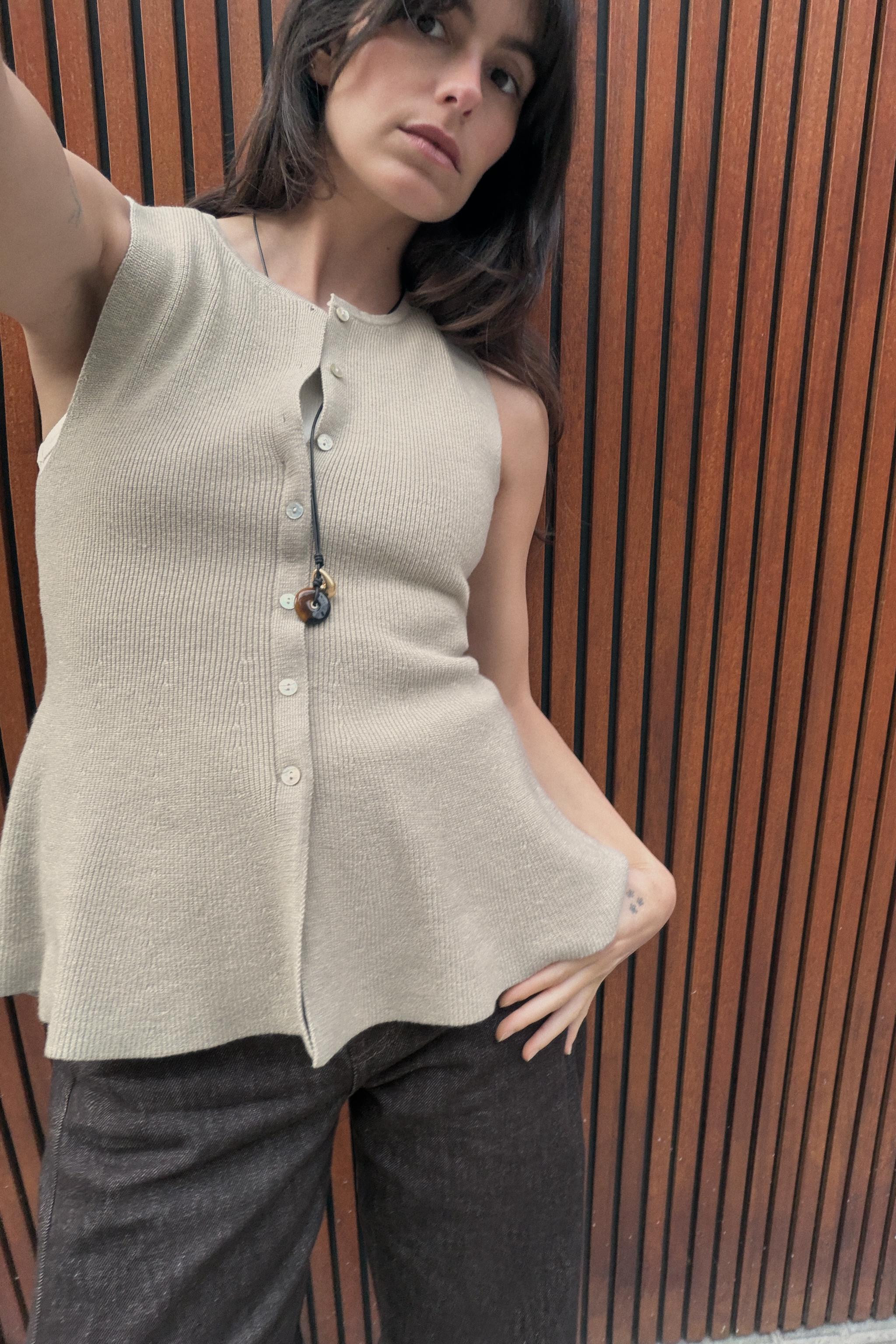 RIBBED PEPLUM BUTTON TOP | Zara UK