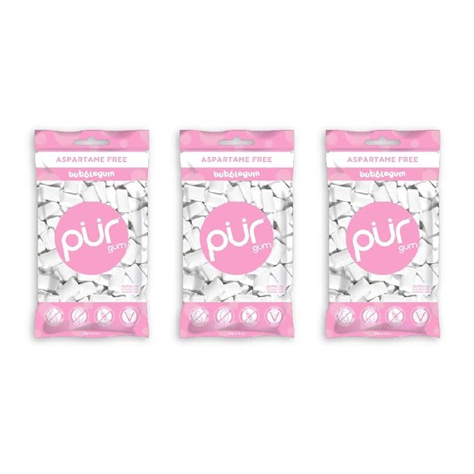 PUR 100% Xylitol Chewing Gum, Sugarless Bubblegum, Sugar Free + Aspartame Free + Gluten Free, Veg... | Amazon (US)