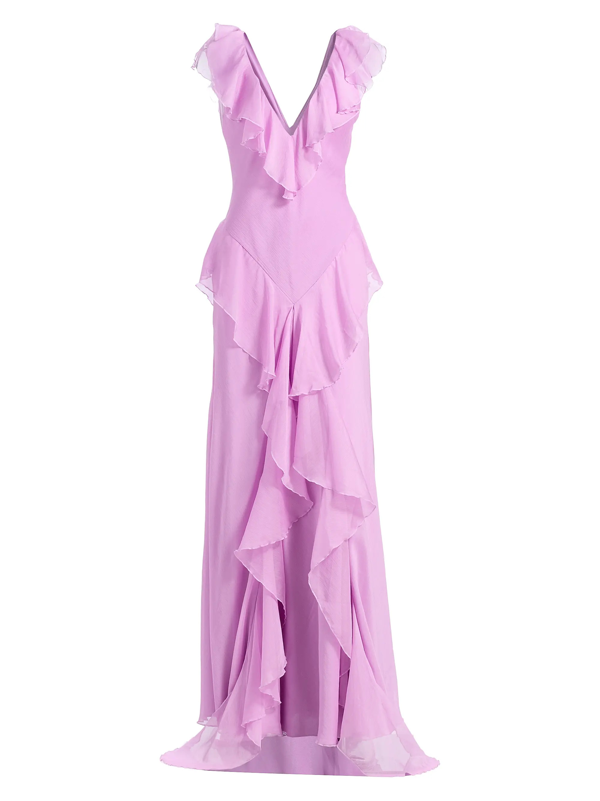 Estella Ruffled Chiffon Bias-Cut Gown | Saks Fifth Avenue