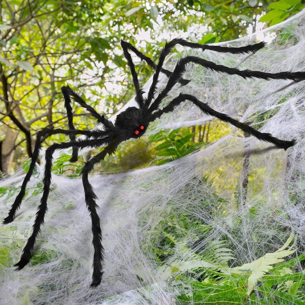 Sizonjoy 6.6 Ft Halloween Decorations Giant Spider,Scary Hairy Large Spider Props for Halloween O... | Amazon (US)