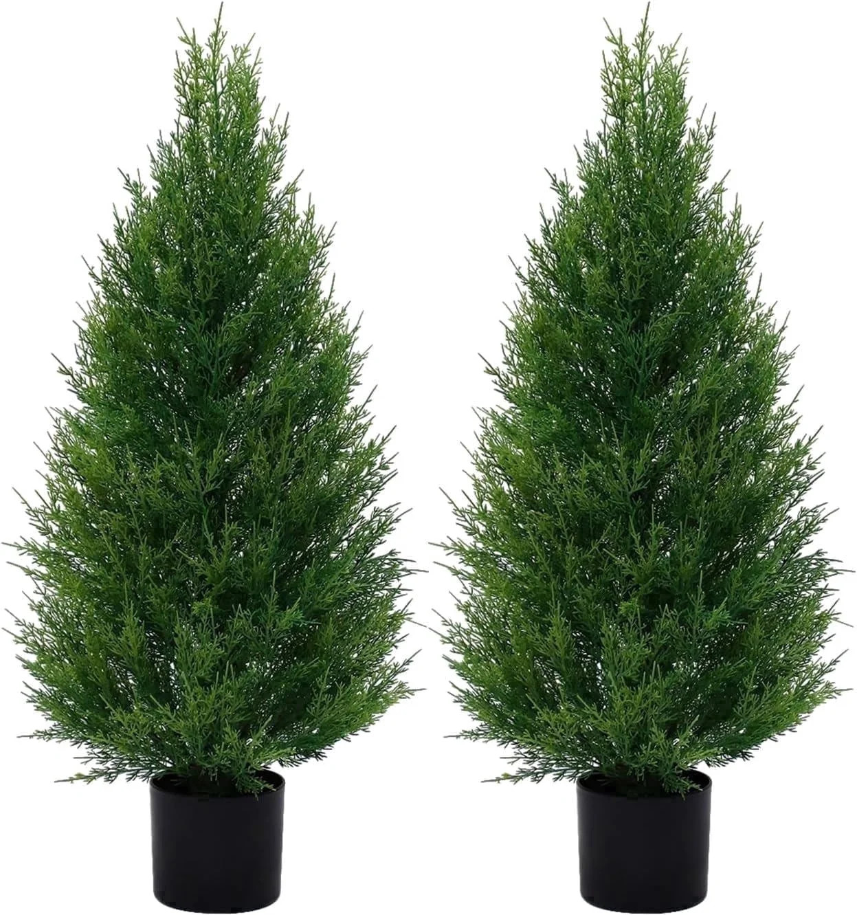 ROMSWI 2 Pack 3FT Artificial Cedar Topiary Trees with Full Realistic Leaves, Faux Plants for Home... | Walmart (US)