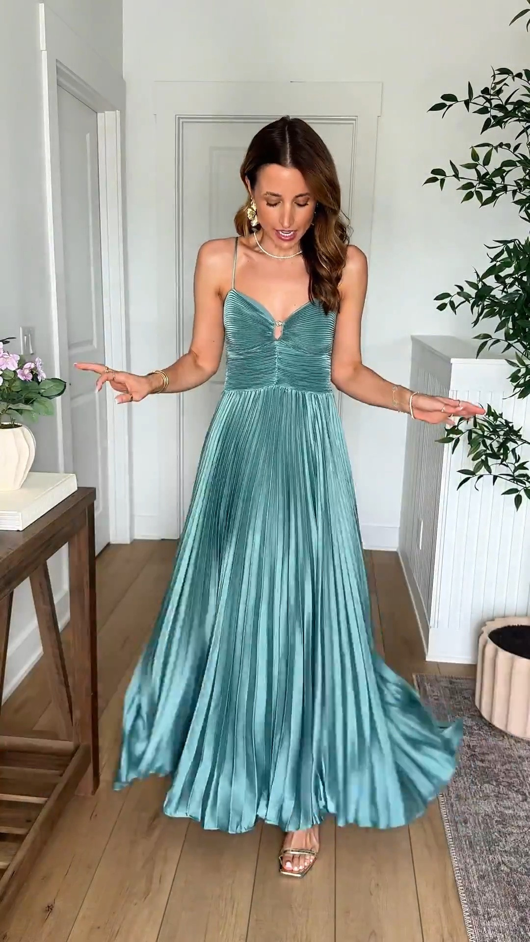 Such a gorgeous wedding guest dress for spring, summer and early fall! Code LISA123 on first time purchases. Wearing XS with adjustable straps. This fits like a dream! Small bump-friendly, too! Spring wedding guest dress. Summer wedding guest dress. Wedding guest dress. Pleated maxi dress. Formal dress. Cocktail dress. Party dress.

#LTKootd #LTKWedding #LTKTravel