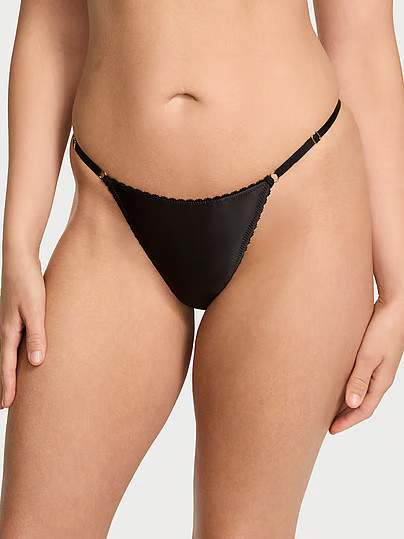 Very Sexy Electric Orchid Satin Tassel V-String Panty, Black, XL - Women's Panties - Victoria's Secret | Victoria's Secret (US / CA )
