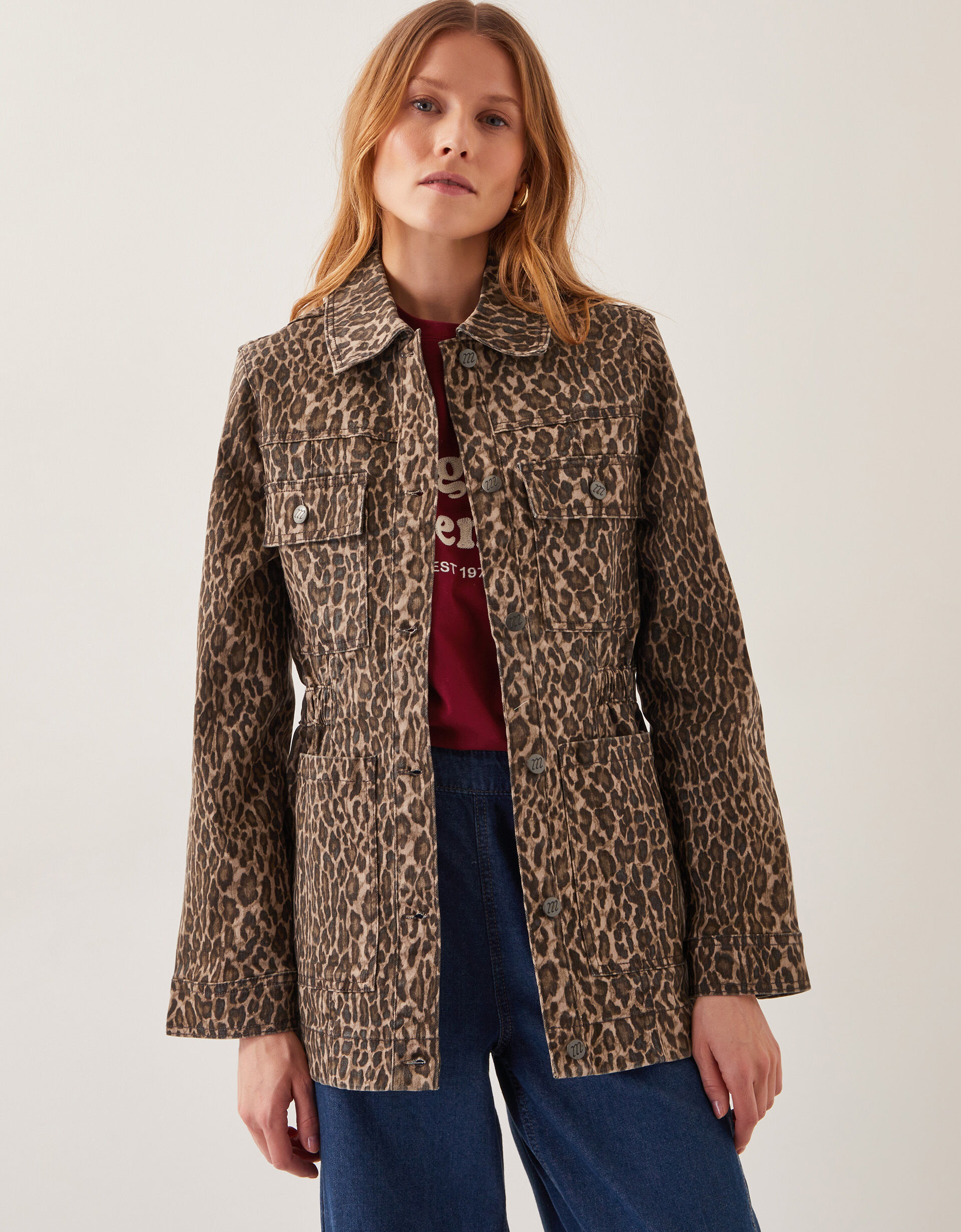 Annie Leopard Print Denim Jacket Brown | Monsoon (UK)