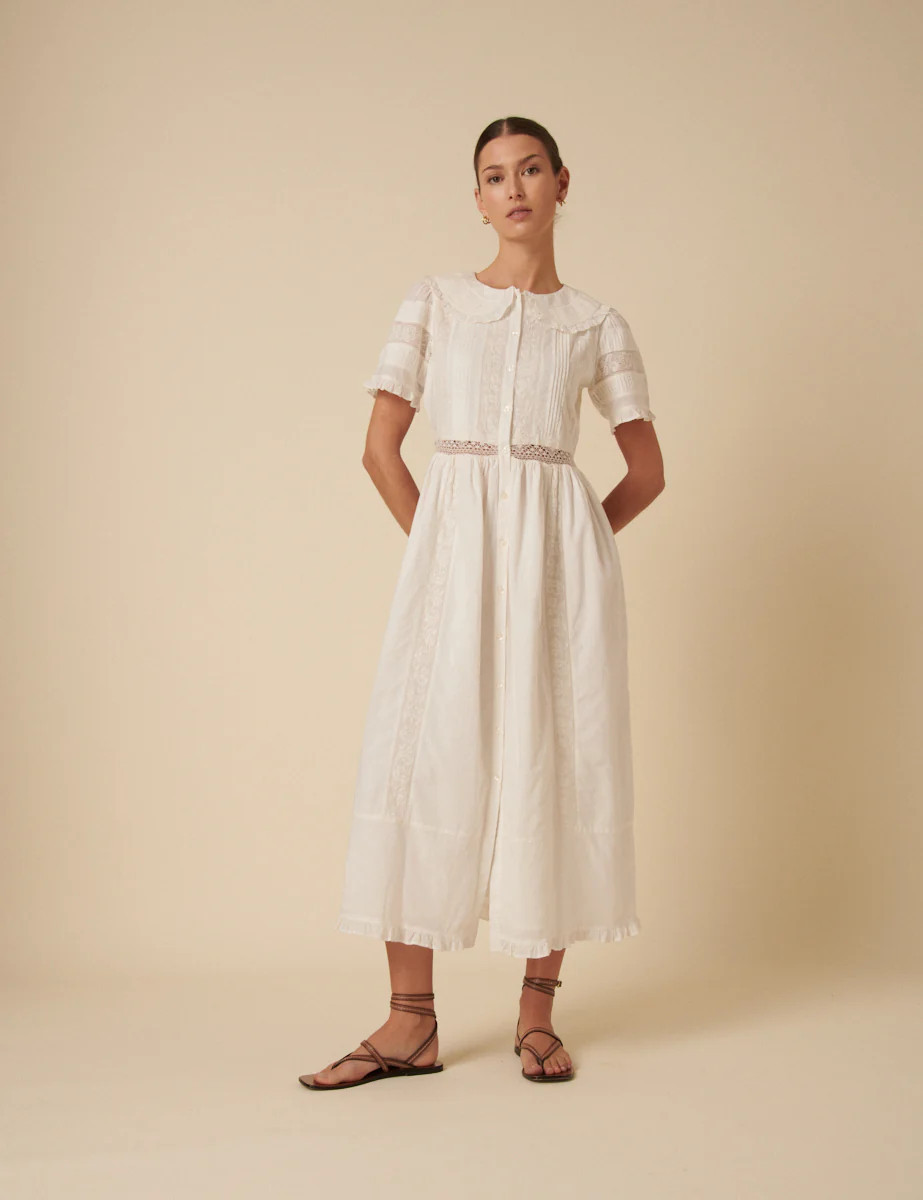 White Collar Broderie Orla Midi Dress | Nobody's Child