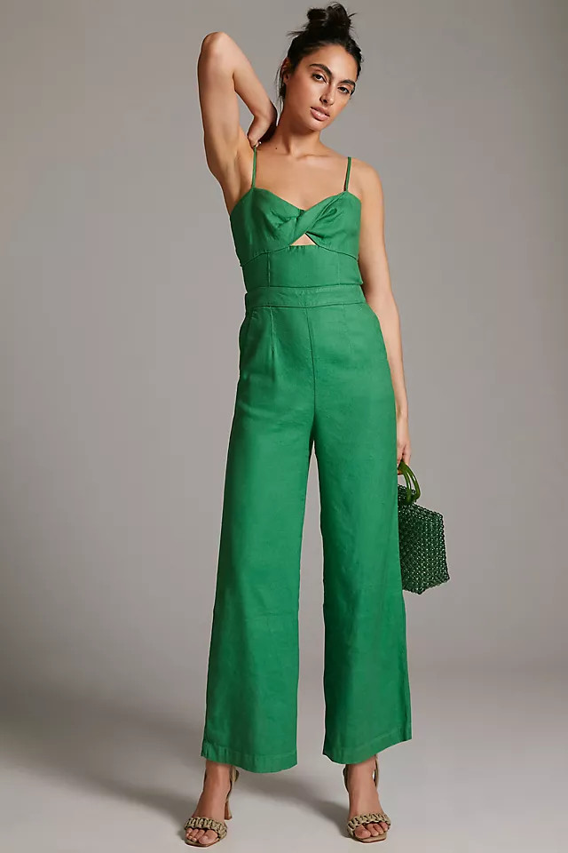 Maeve Cutout Linen Jumpsuit | Anthropologie (US)
