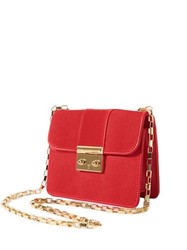 Red Mini Solid Square PU Crossbody Bag | StyleWe (US)