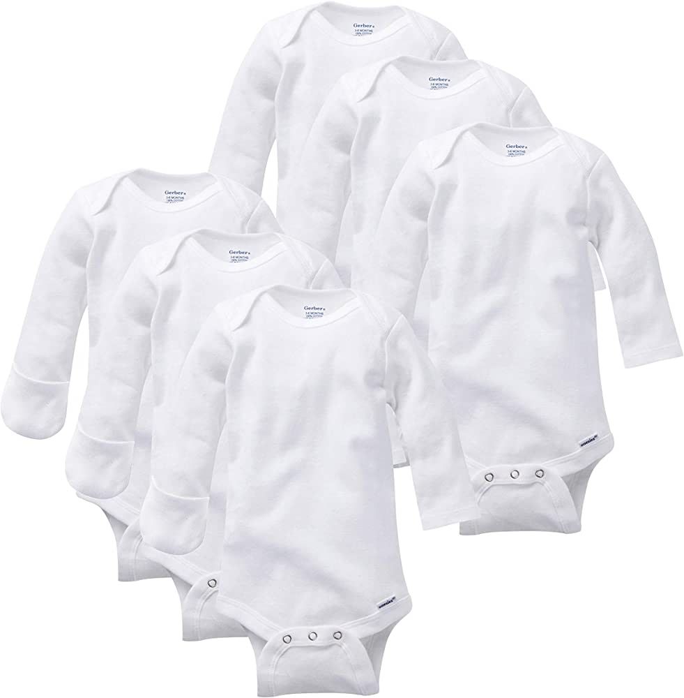 GERBER Unisex-Baby 3-Pack or 6-Pack Long-Sleeve Mitten-Cuff Onesies Bodysuit | Amazon (US)