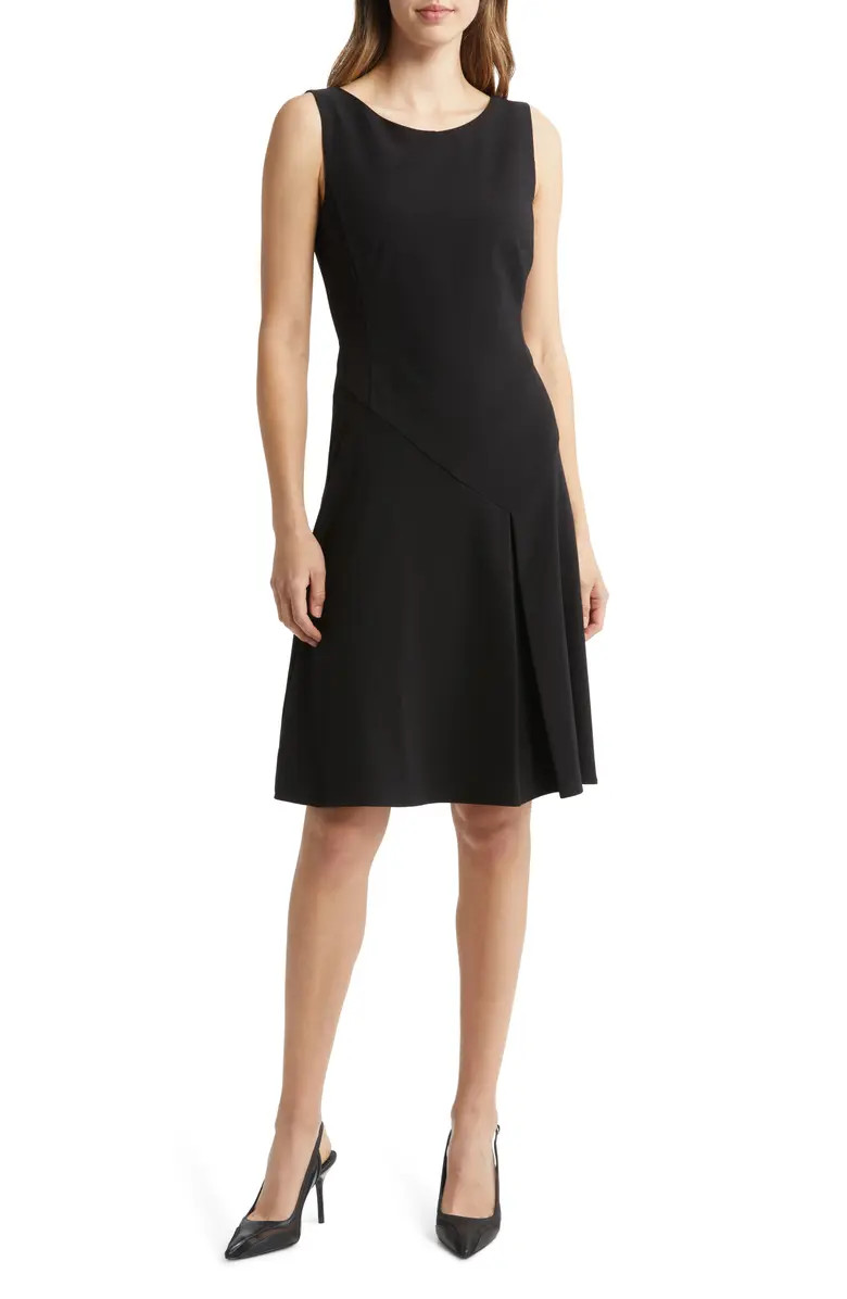 TAHARI ASL Asymmetric Seam Sleeveless Fit & Flare Dress | Nordstrom | Nordstrom