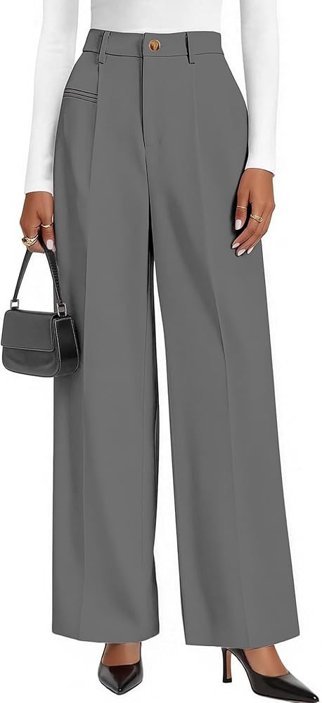Womens Wide Leg Dress Pants High Waisted Work Slacks Business Casual Trousers Stretchy Flowy Pala... | Amazon (US)