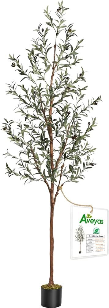 Aveyas 7ft Artificial Olive Tree for Home Decor, 7 Feet Large Faux Plant Fake Skinny Silk Trees w... | Amazon (US)