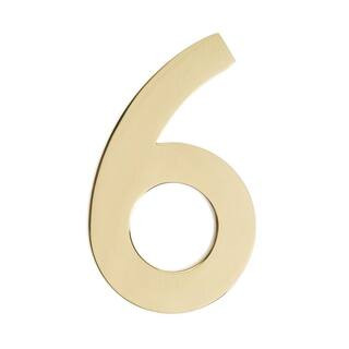5 in. Polished Brass House Number 6 | The Home Depot