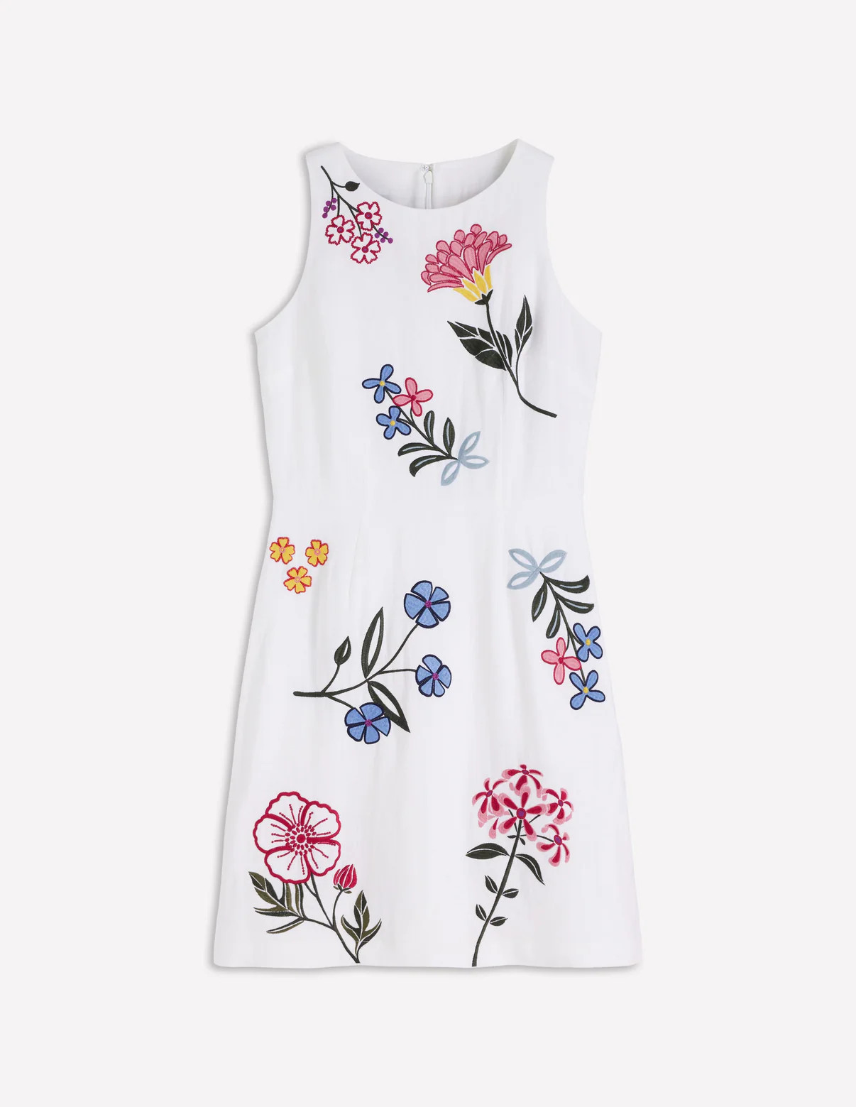 Occasion Short Linen Dress-White Embroidery | Boden (US)