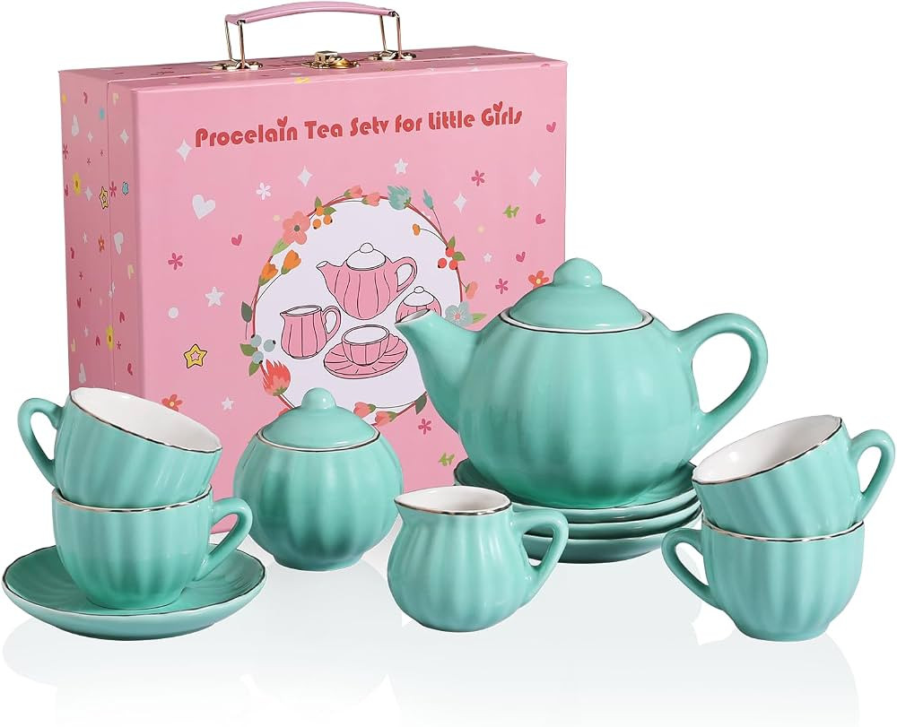 Sweejar Porcelain Tea Set for Little Girls,Kitchen Toys Tea Party Set for Kids Toddler Kitchen Pr... | Amazon (US)