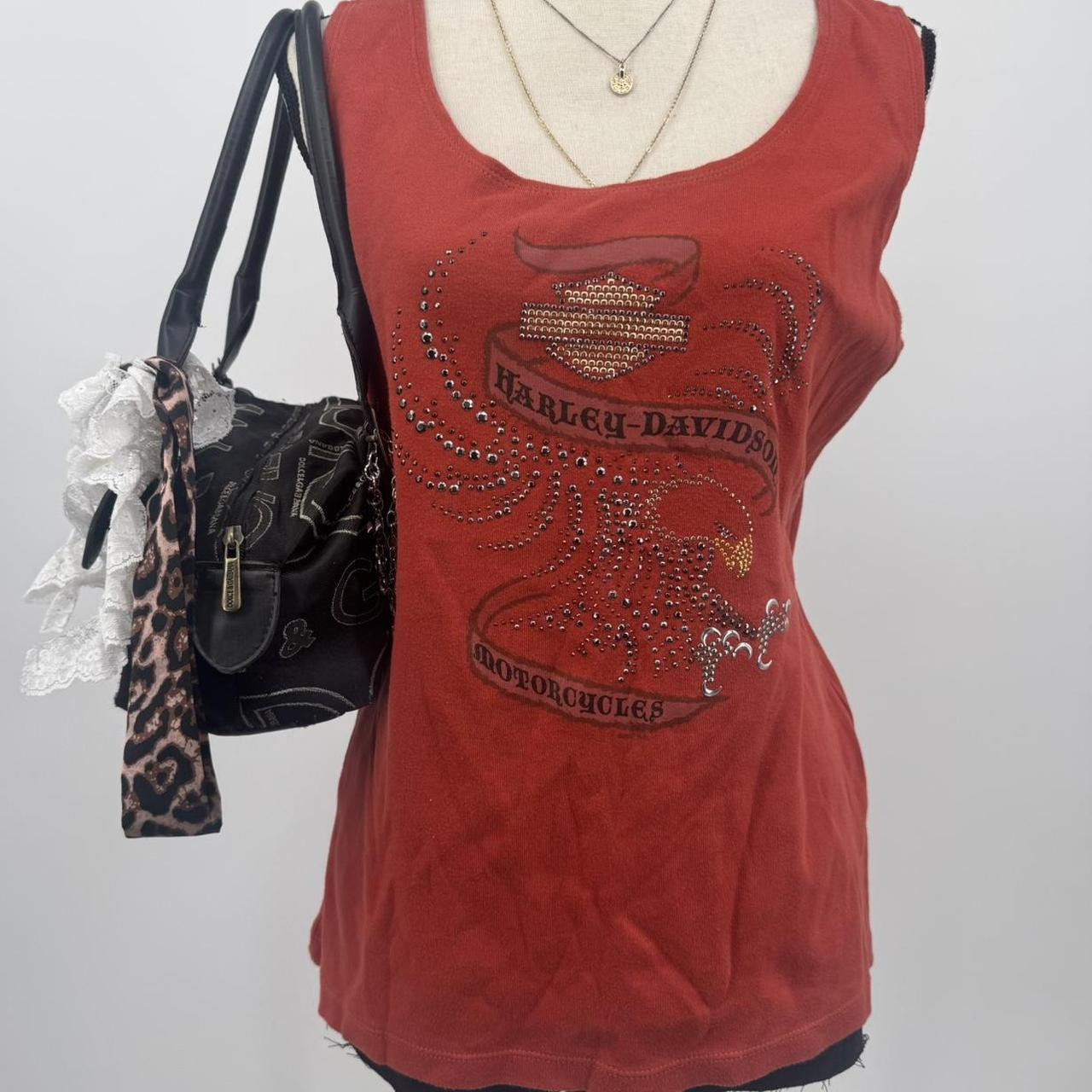 Harley Davidson Women's Tank top - Red/Orange - XL | Depop US