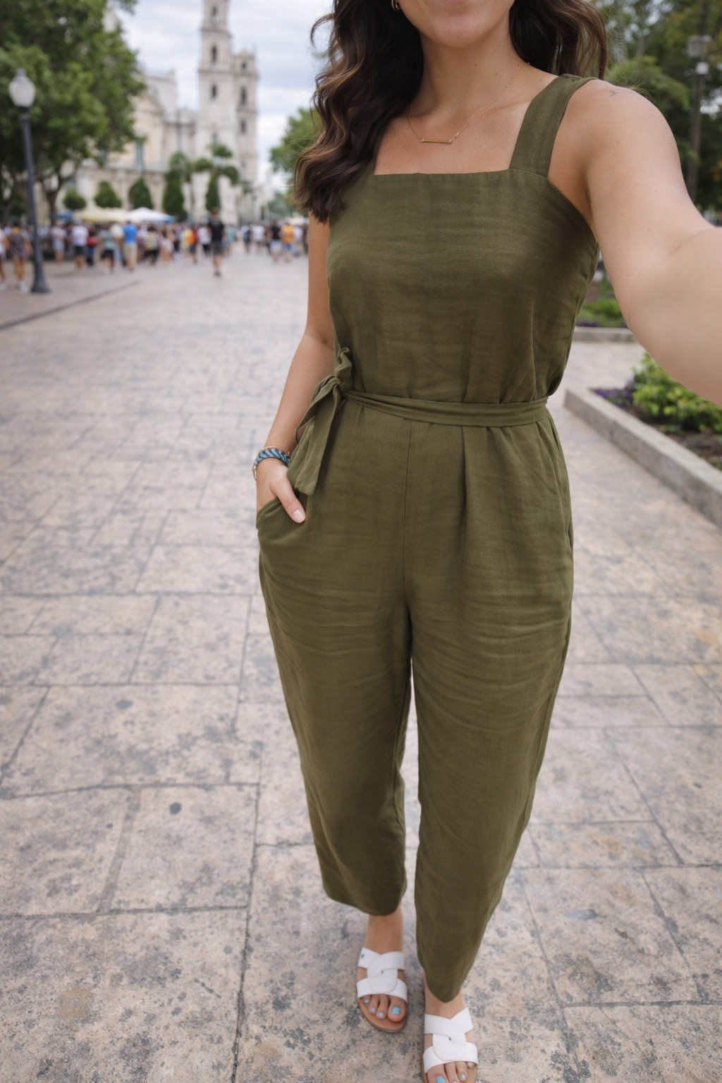 Linen jumpsuit for the win 🏆 Wearing size XS 

#LTKTravel