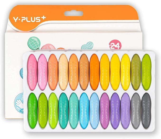 YPLUS Peanut Crayons for Kids, 24 Pastel Colors Washable Toddler Crayons, Non-Toxic Baby Crayons ... | Amazon (US)