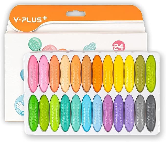 YPLUS Peanut Crayons for Kids, 24 Pastel Colors Washable Toddler Crayons, Non-Toxic Baby Crayons ... | Amazon (US)