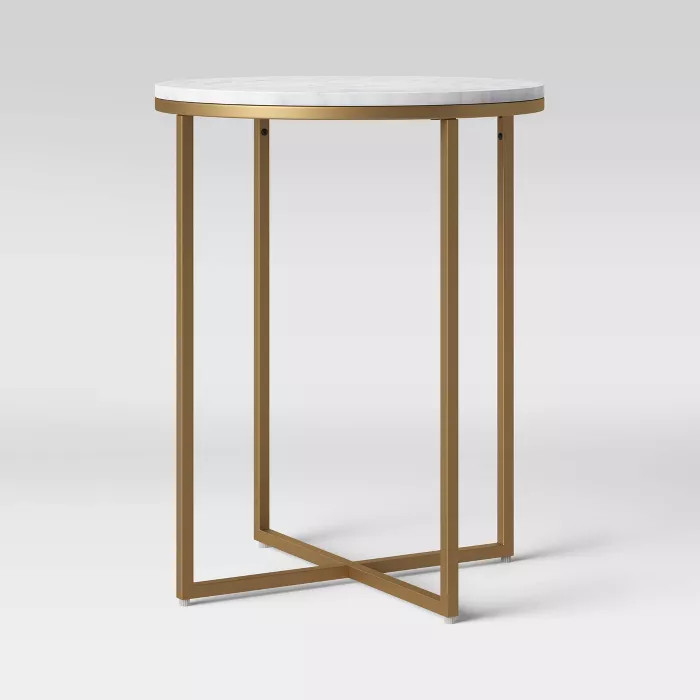 Dale Round White Marble Top End Table with Brass Base - Project 62™ | Target