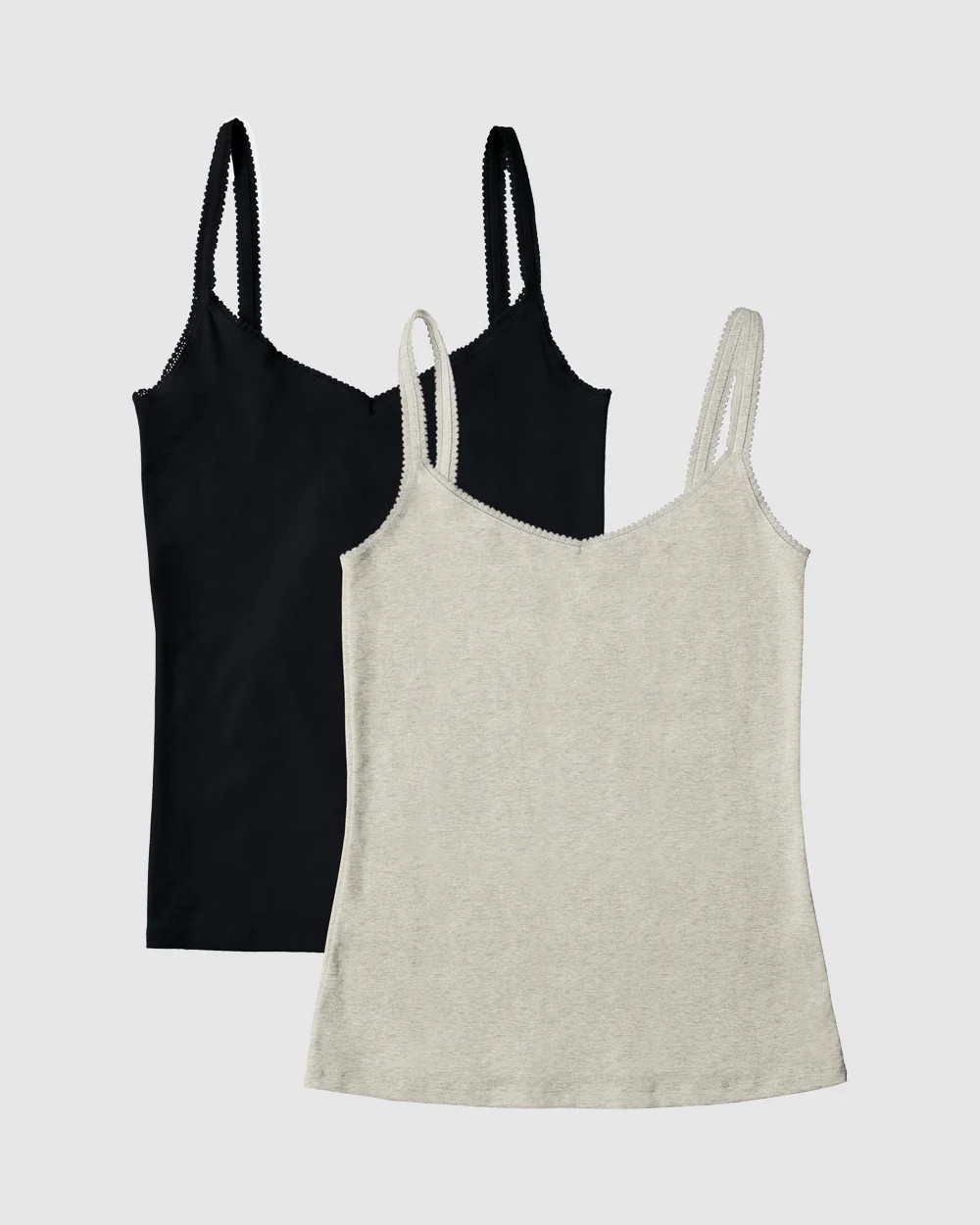 Cabana Cotton Reversible Cami 2 Pack - Black Grey | On Gossamer