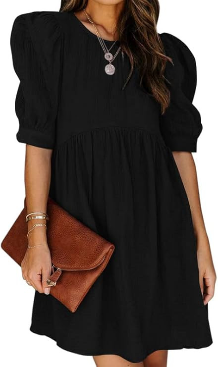 Dokotoo Womens Summer Spring V Neck Ruffle Chiffon Elegant Empire Waist Mini Short Swing Skater D... | Amazon (US)