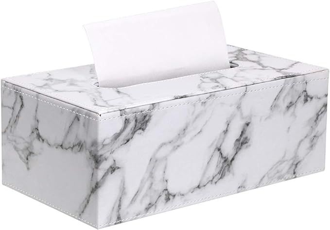 Sumnacon Stylish PU Leather Tissue Box Holder, Rectangular Napkin Holder Pumping Paper Case Dispe... | Amazon (US)