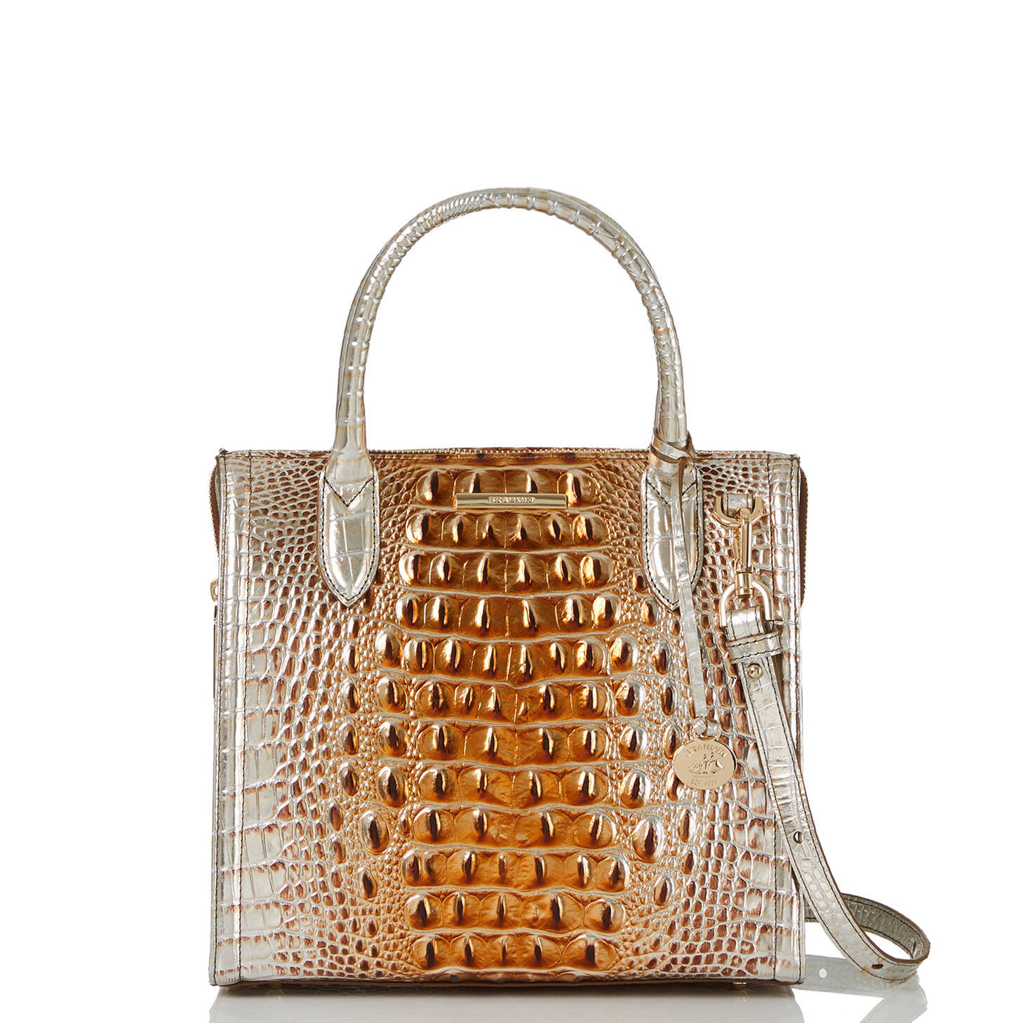 Small Caroline Leather Satchel | Macchiato Ombre | BRAHMIN | Brahmin