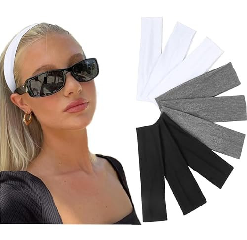 Fashionable Hair Accessories for Women: Non-Slip Elastic Cloth Headbands in Black and White, 9 Pack | Amazon (US)