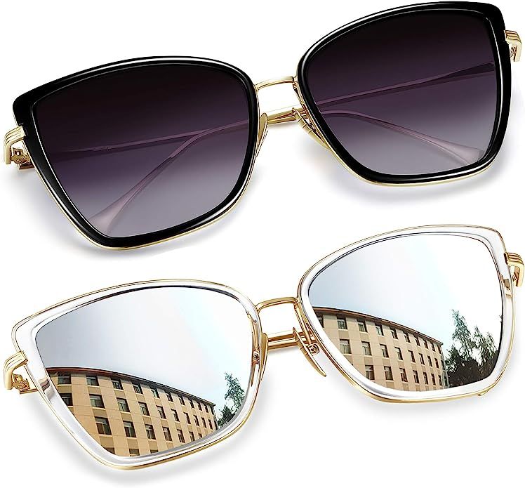 Joopin Oversized Cateye Sunglasses for Women, Fashion Metal Frame Cat Eye Womens Sunglasses | Amazon (US)