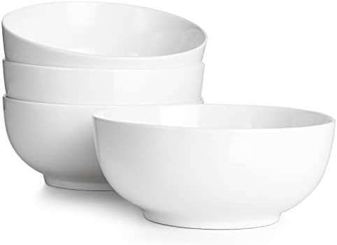 DOWAN 39 OZ Soup Bowls Set of 4 - Large Cereal Bowls, White Ceramic Big and Deep Ramen Bowls for ... | Amazon (US)