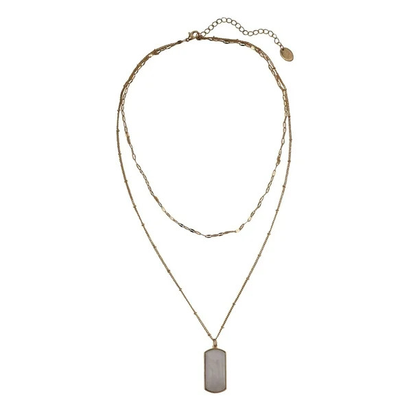 Time And Tru Women's Gold Tone Hammershell Layered Pendant Necklace | Walmart (US)