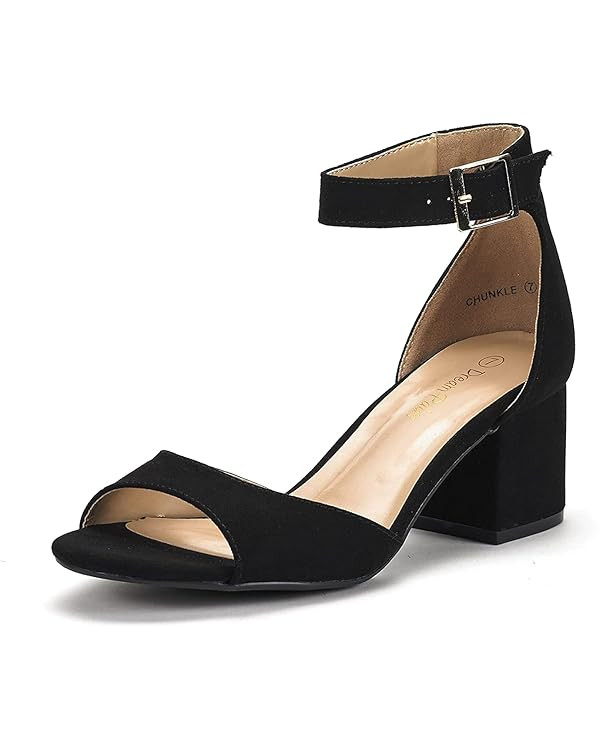 DREAM PAIRS Women's Chunkle Low Heel Pump Sandals | Amazon (US)