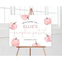 Fall Autumn Pink Pumpkins Welcome Sign Large Sign, Birthday Wedding Bridal Baby Shower, Simple Moder | Etsy (US)