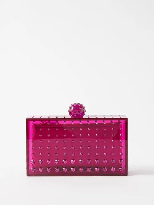 Aquazzura - Tequila Crystal-embellished Resin Clutch Bag - Womens - Pink | Matches (US)