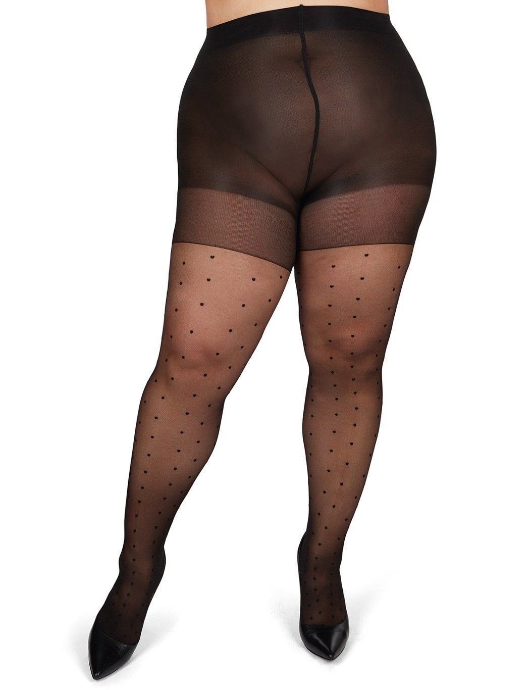 MeMoi Pindot Sheer Control Top Tights | Eloquii