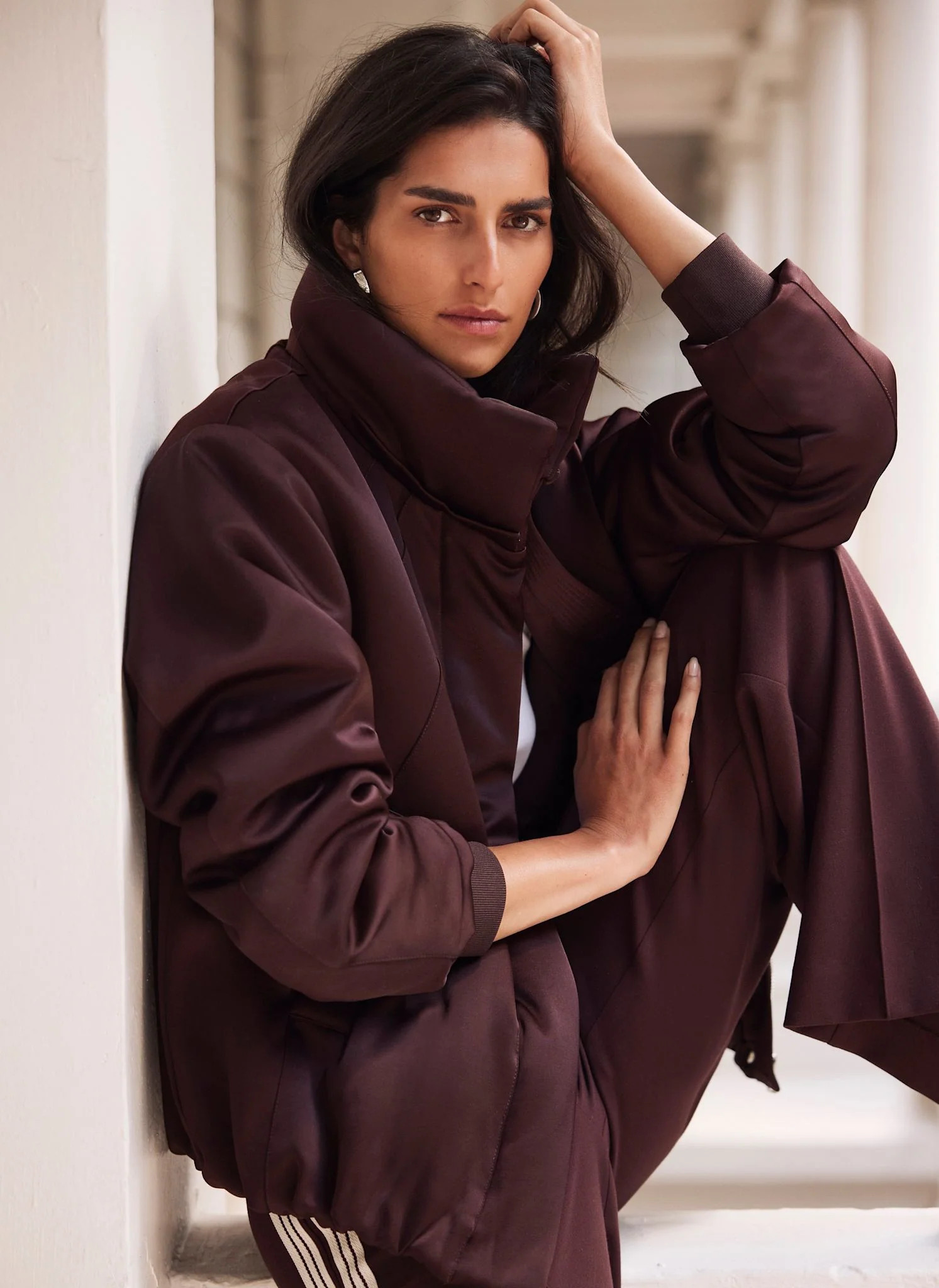 Burgundy Satin Bomber Jacket | Mint Velvet