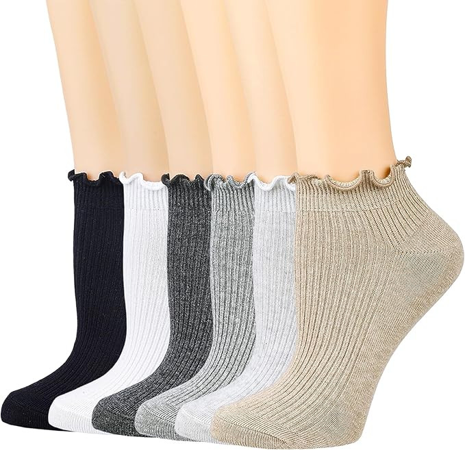 Mcool Mary Womens Ankle Ruffle Socks Casual Cotton Frilly Breathable Cute Knit Lettuce Trim No Sh... | Amazon (US)