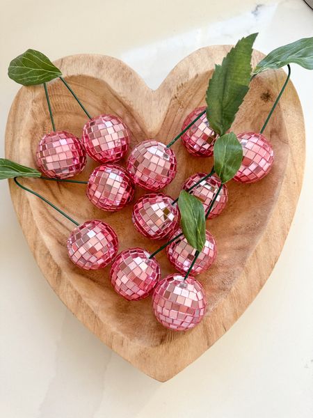 Made the cutest disco cherries with a little floral wire and an artificial leaf! The middle is styrofoam so the wire just sticks rights in! 

#LTKstyletip #LTKhome #LTKSeasonal