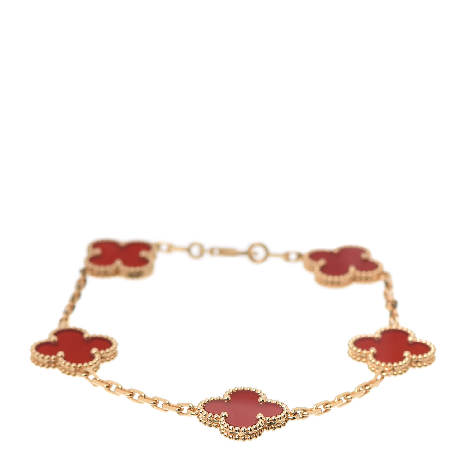 VAN CLEEF & ARPELS

18K Yellow Gold Carnelian 5 Motifs Vintage Alhambra Bracelet | Fashionphile