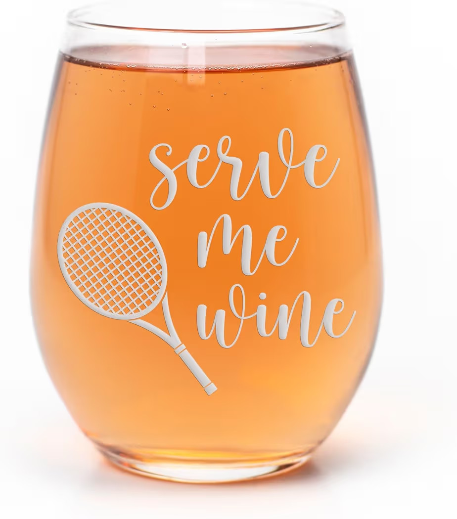 Serve Me Wine Tennis Stemless Glass - Tennis Gift for Player, Coach, or Mom - 1 Glass | Amazon (US)