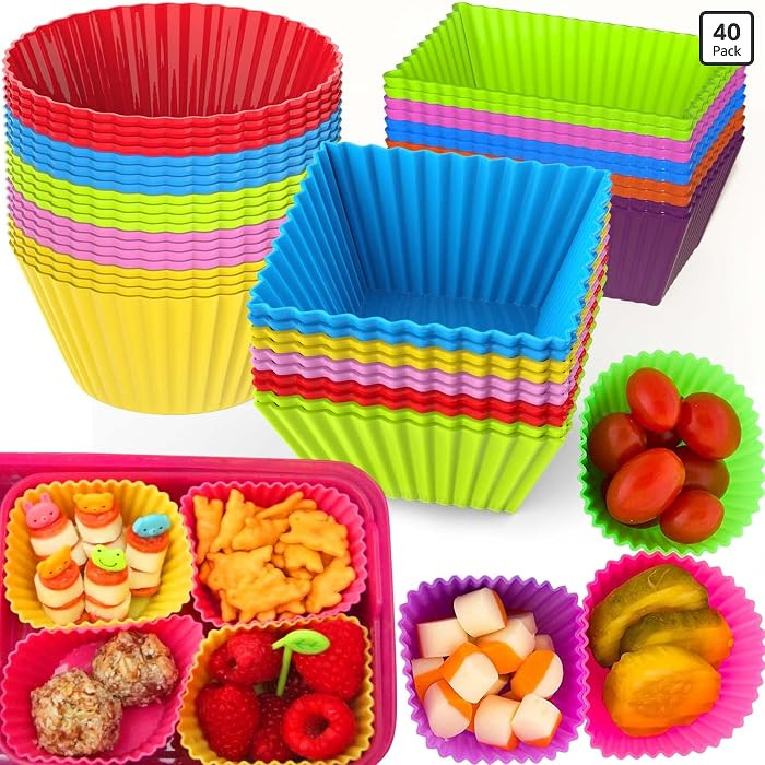 40 Pcs Silicone Lunch Box Dividers,Reusable Lunch Bento Box Accessories for Kids,Lunchbox Supplie... | Amazon (US)