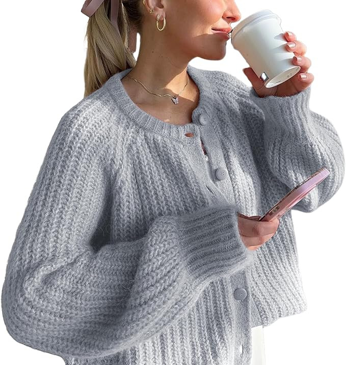 Wyeysyt Womens Cardigan Sweater Button Down Long Sleeve Chunky Soft Knit Sweater Fall Open Front ... | Amazon (US)