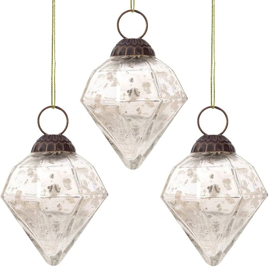 Amazon.com: 3 Pack | Luna Bazaar Mercury Glass Small Ornaments (2.25-inch, Silver, Elizabeth Desi... | Amazon (US)