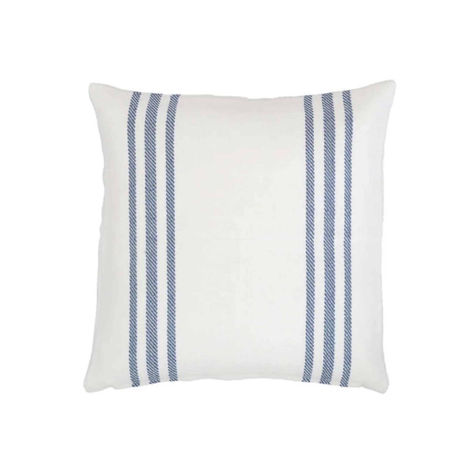 Pier Stripe Indoor Outdoor Pillow in White and Denim | Brooke and Lou