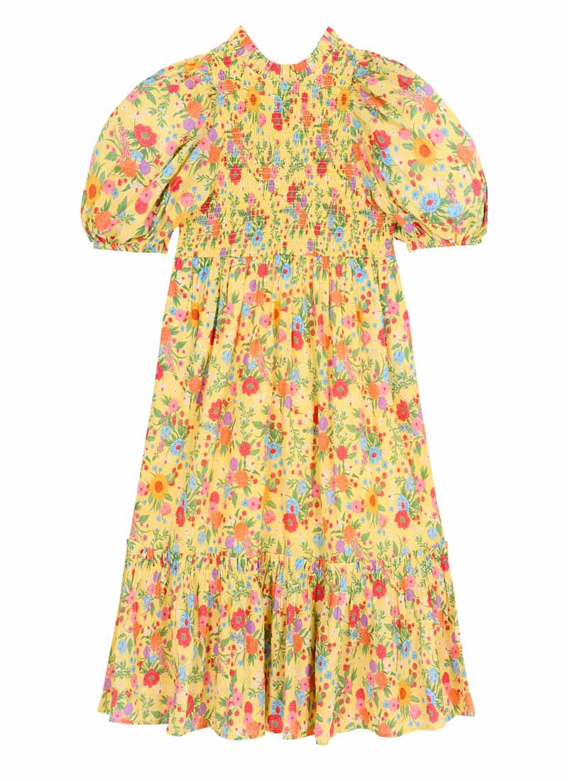 Priya Wildflower Print Puff Sleeve Midi Dress | Joanie