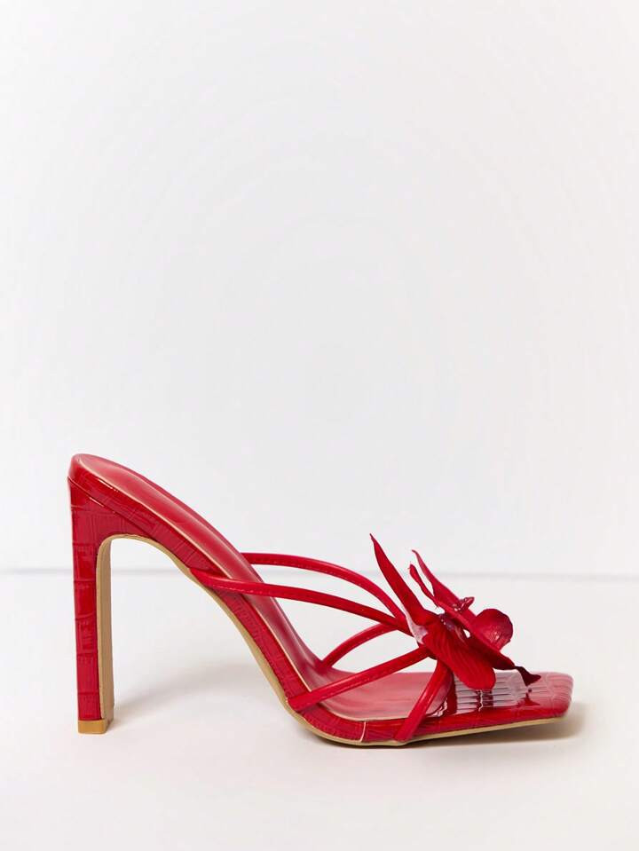 MUSERA Strappy Orchid Detail Heeled Sandals Cute Unique Sexy For Summer | SHEIN