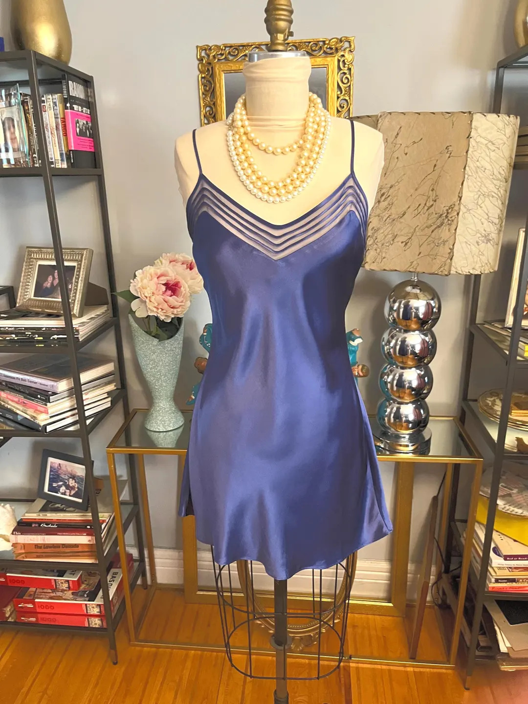Vintage Midnight Blue Silk Slip Dress, Victorias Secret Silk Slip Dress, Silk and Mesh Slip Dress... | Etsy (US)
